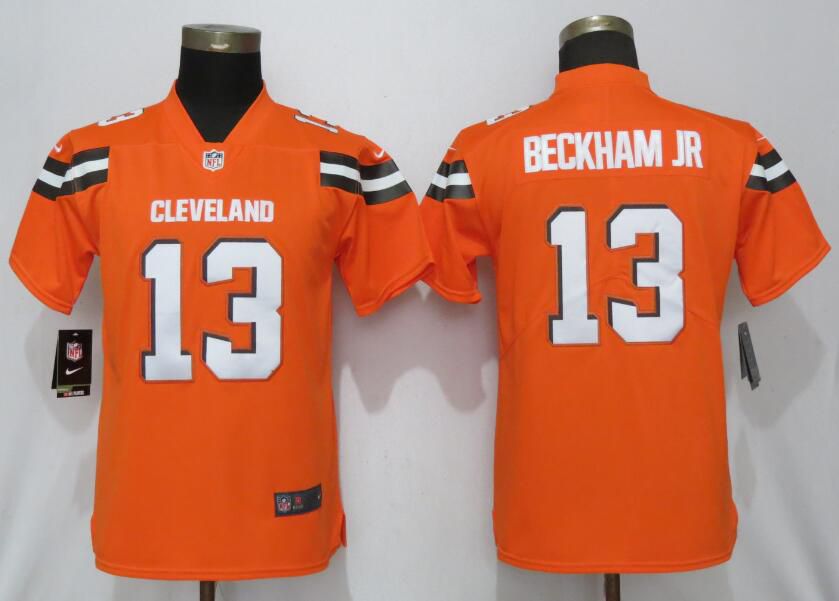 Women Cleveland Browns 13 Beckham jr Orange Nike Vapor Untouchable Player NFL Jerseys
